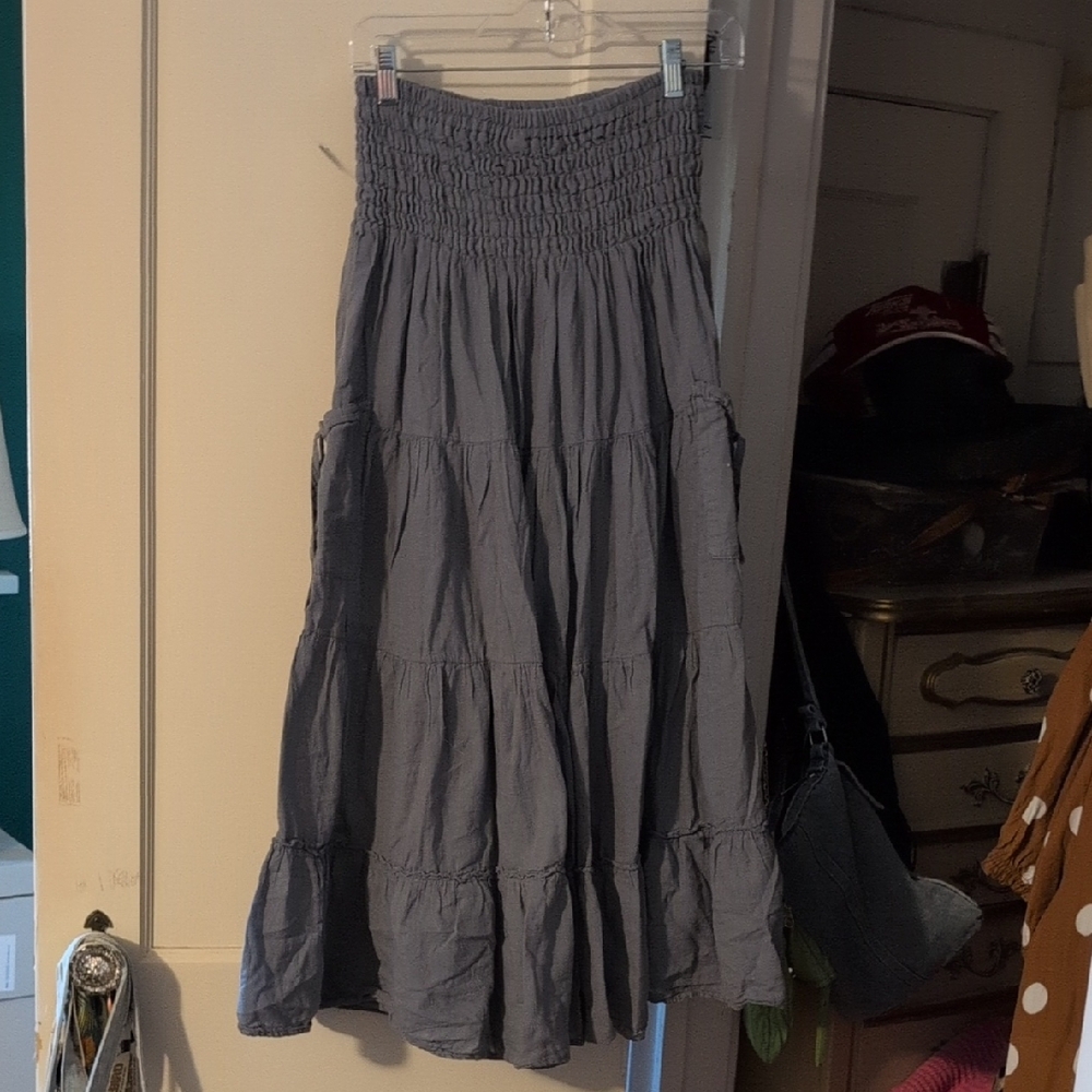 Chic Women's Blue Tiered Maxi Skirt